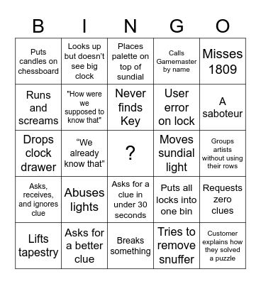 Portrait Bingo Card
