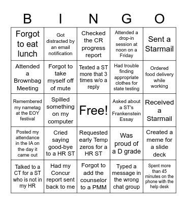 Spring at CalCA Bingo Card