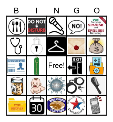 Resident Rights Bingo Card