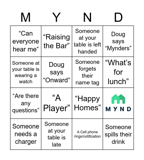 MMT OFFSITE Bingo Card