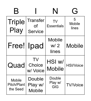 Spectrum Bingo Card