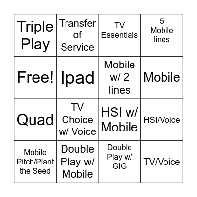 Spectrum Bingo Card