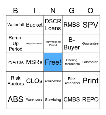 Capital Markets Lingo Training! Bingo Card