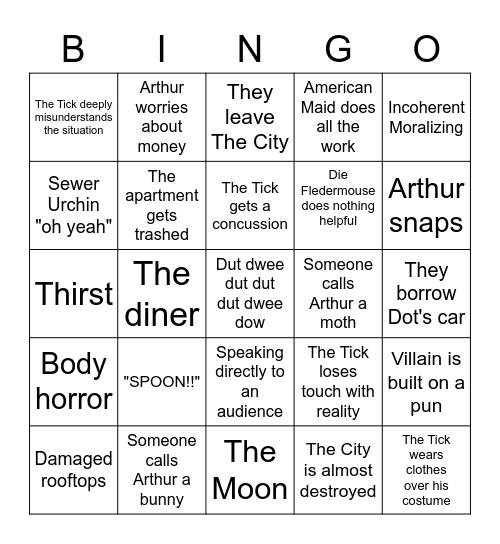 The Tick Bingo Card