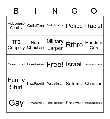 Church Bingo Card
