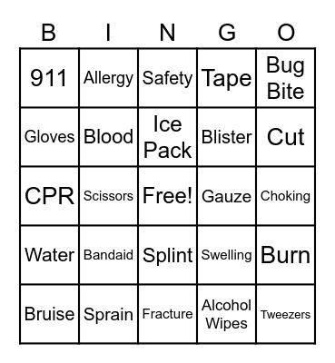 FIRST AID Bingo Card