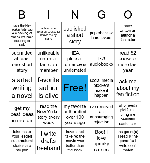 short story ice breaker bingo Card