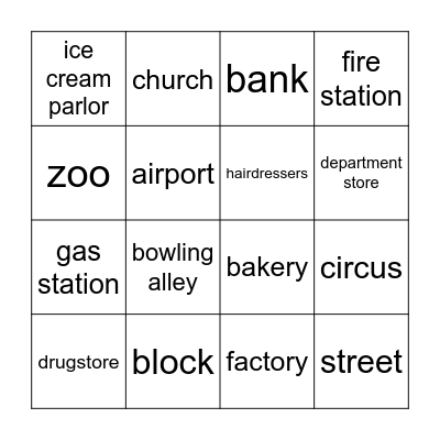 Directions Bingo Card