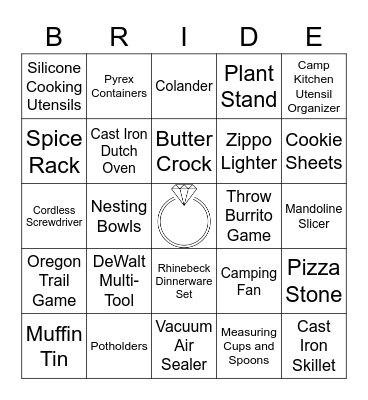 Katie's Bridal Shower Bingo! Bingo Card