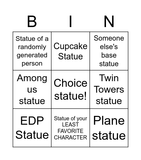 Statues Bingo Card