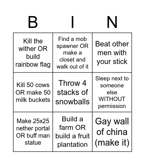 Gayming Bingo Card