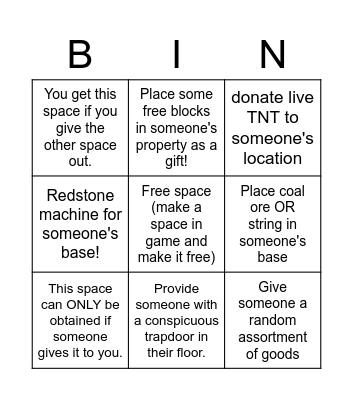 charity Bingo Card