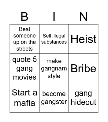 gang violence Bingo Card