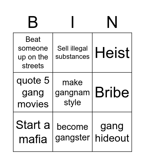 gang violence Bingo Card