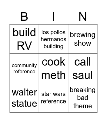 breaking bad Bingo Card