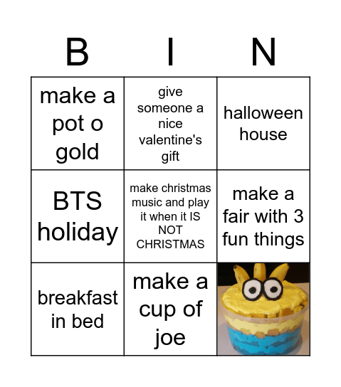 holiday fun Bingo Card