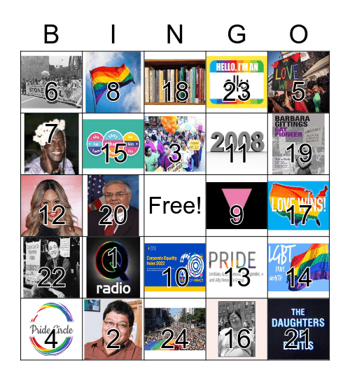 Pride Bingo Card