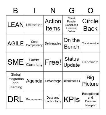 EY CONSULTING BINGO Card