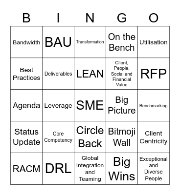 EY CONSULTING BINGO Card
