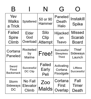 Halo 3 Bingo Card