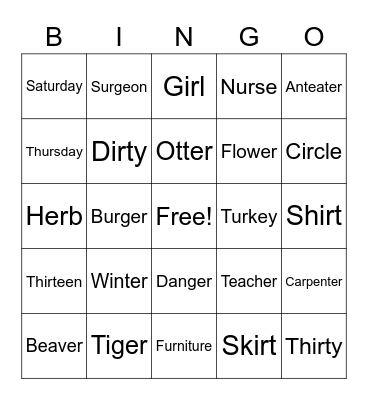 LL 2-9 Bingo Card