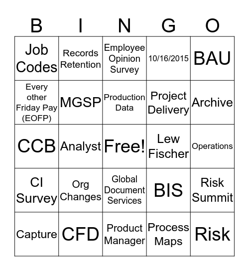 IMAGE SERVICES Bingo Card