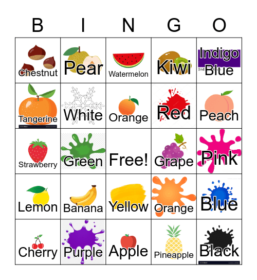 Color and Fruit Bingo Card
