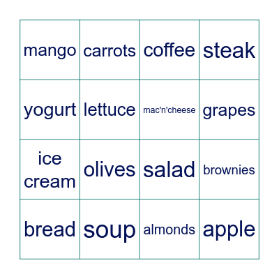 eten en drinken Bingo Card