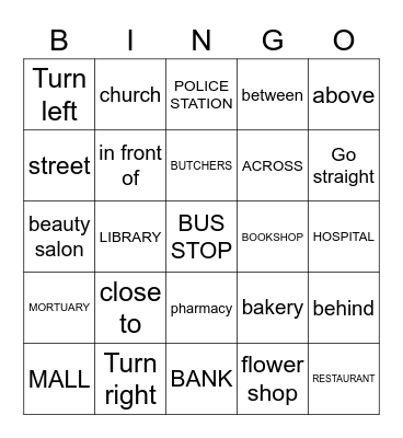Around the city Bingo Card
