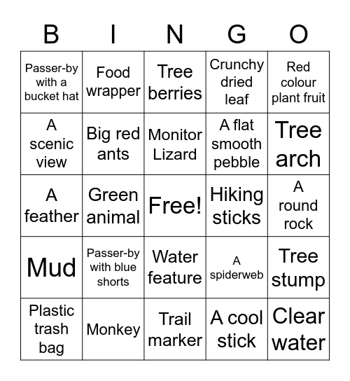 MacRitchie Bingo Card