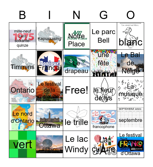 Franco-Ontarien Bingo Card