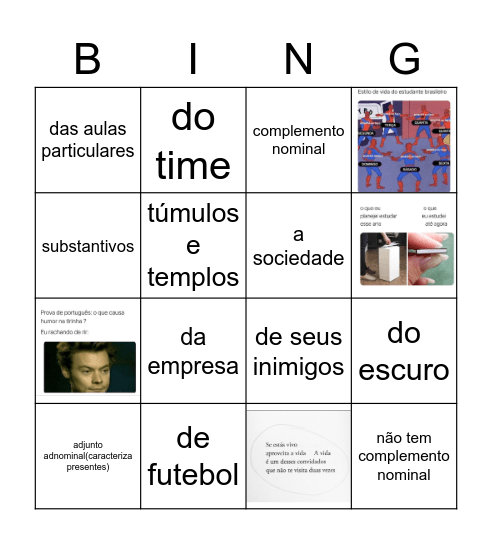 COMPLEMENTO NOMINAL Bingo Card