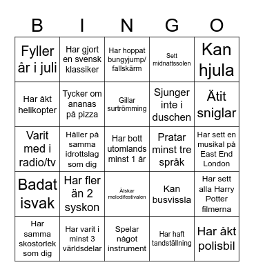 Great Gatsby Bingo Card