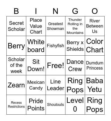 Columbia Bingo Card