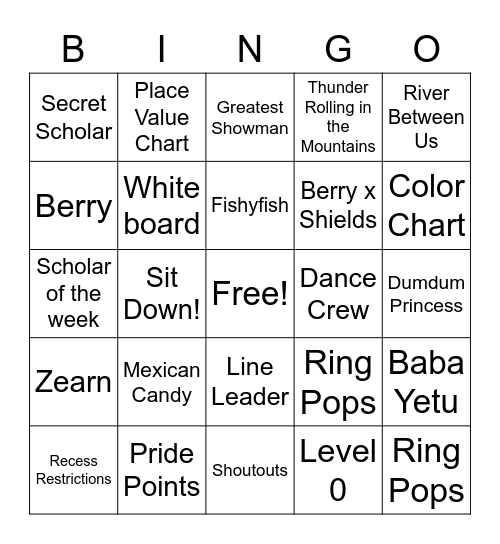 Columbia Bingo Card
