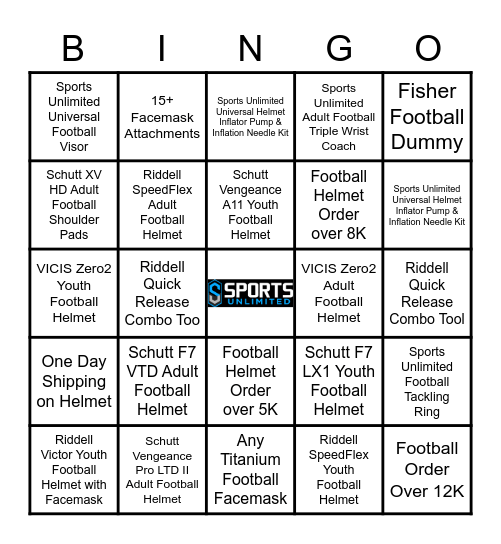 2022 Sports Unlimited Football Bingo!!! Bingo Card