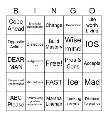 DBT BINGO Card