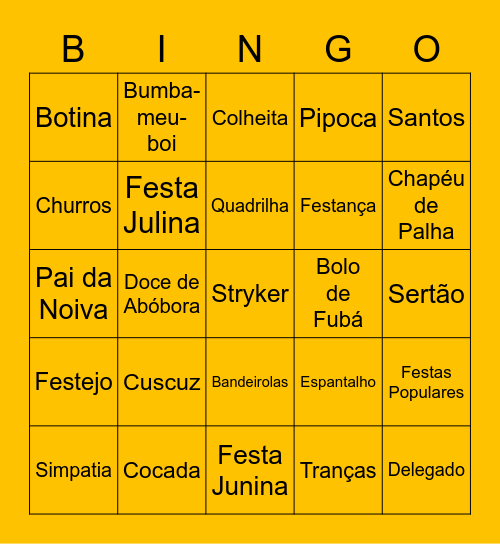 Bingo Junino Stryker Bingo Card