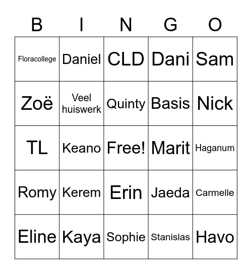 Naar de middelbare school! Bingo Card