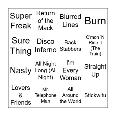 R & B Bingo Card
