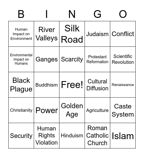 Global Vocabulary Review Bingo Card