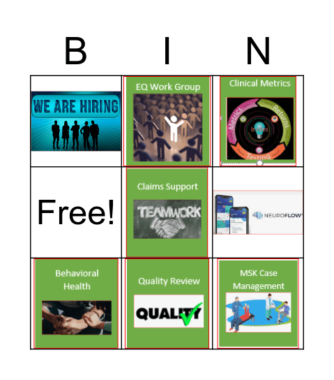 Clinical Leadership Bingo Card