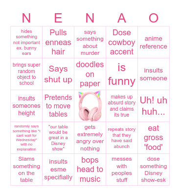 Nena BINGO Card