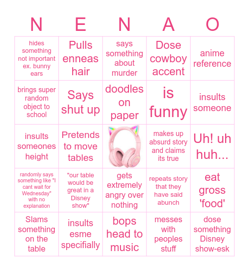 Nena BINGO Card