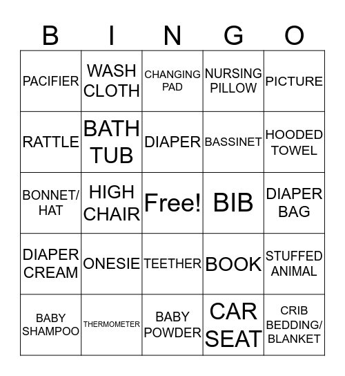 CHRIS & AMANDA BABY BINGO Card