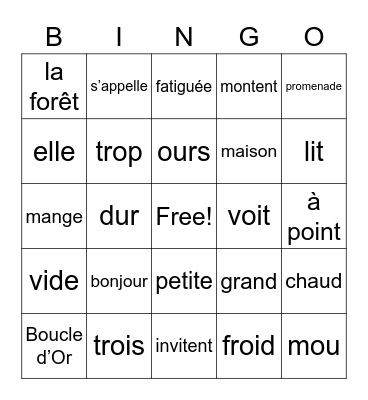 O.Russell French @LAE Vocab Bingo Card