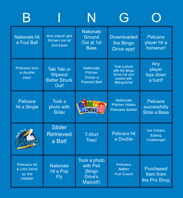 Pelicans Bingo Presented by Bingo Drive! Bingo Card