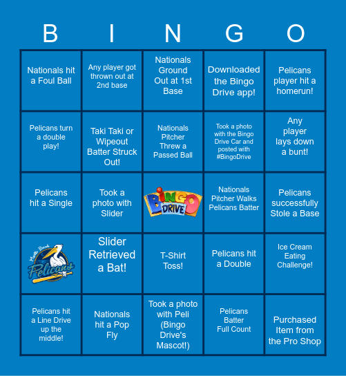 Pelicans Bingo Presented by Bingo Drive! Bingo Card