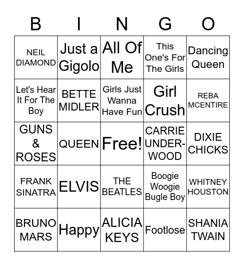 Frances & Ken's KARAOKE BINGO! Bingo Card
