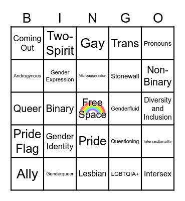 FDM Pride Bingo Card